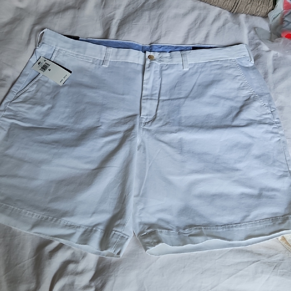 WHITE Polo Ralph Lauren White Flat Front Shorts.  Stretch Classic. Men's 40